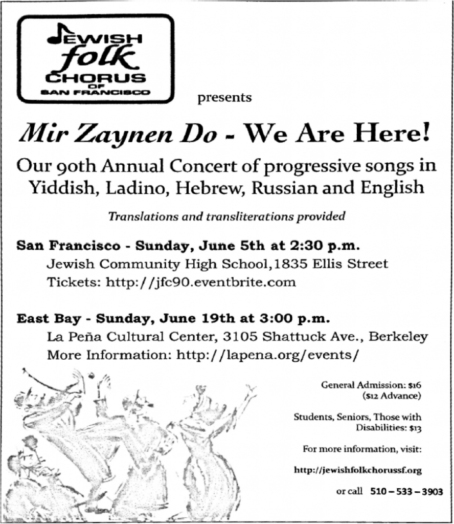 Jewish folks chorus flyer